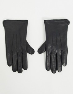 Черные кожаные перчатки с накладками для сенсорных экранов Barneys Originals-Черный