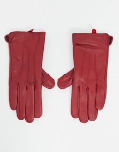 Красные кожаные перчатки с накладками для сенсорных экранов Barneys Originals-Красный