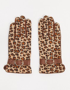 Светло-коричневые кожаные перчатки с пряжкой Barneys Originals-Светло-коричневый