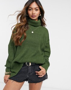 Темно-зеленый фактурный свитер с высоким воротником Vero Moda