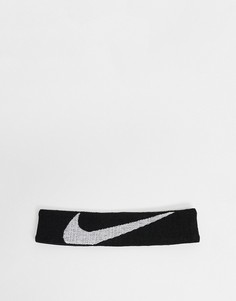 Черная трикотажная повязка на голову с логотипом Nike-Черный