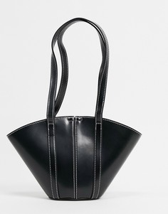 Черная сумка-тоут с контрастными строчками ASOS DESIGN-Черный