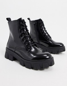 Черные ботинки на шнуровке Missguided-Черный