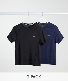 2 обтягивающих футболки из быстросохнущей ткани ASOS 4505 - НАБОР СО СКИДКОЙ-Черный цвет