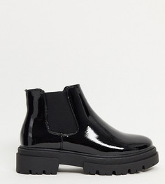 Черные ботинки челси на массивной подошве для широкой стопы Glamorous-Черный цвет