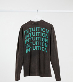 Коричневый лонгслив с принтом COLLUSION Unisex-Коричневый цвет