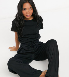 Черные трикотажные пижамные штаны с прямыми штанинами ASOS DESIGN Petite — выбирай и сочетай-Черный