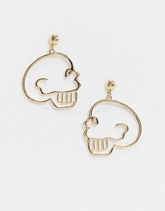 Золотистые серьги с абстрактными черепами для Хэллоуина Glamorous-Золотой