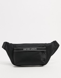 Черная сумка-кошелек с фирменной лентой Emporio Armani-Черный цвет