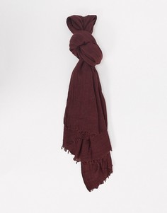Бордовый меланжевый шарф с добавлением шерсти ASOS DESIGN-Красный
