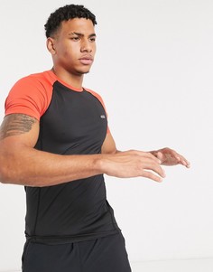 Обтягивающая спортивная футболка с контрастными рукавами реглан ASOS 4505-Черный цвет