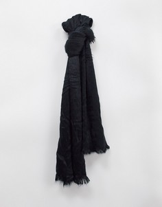 Очень мягкий большой шарф с бахромой по краям черного цвета Glamorous-Черный цвет