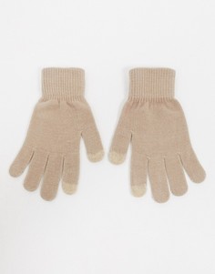 Бежевые перчатки для сенсорных гаджетов Glamorous-Neutral