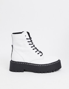 Белые кожаные ботинки на массивной подошве Steve Madden-Белый