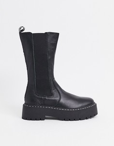 Черные кожаные ботинки Steve Madden-Черный