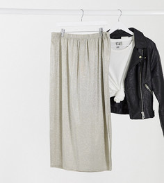 Серебристая блестящая юбка миди с разрезом Missguided Plus-Серебристый