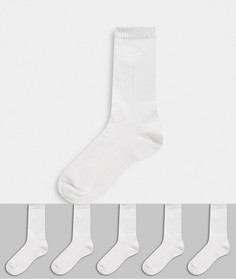 Комплект из 5 пар носков в рубчик New Look-Белый