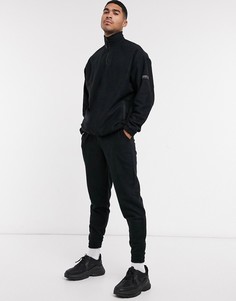 Черный флисовый свитшот от комплекта с молнией ASOS DESIGN