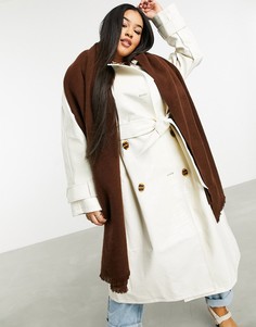 Длинный шарф с необработанными краями ASOS DESIGN-Коричневый цвет