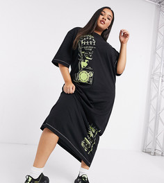 Платье-футболка миди в стиле oversized от New Girl Order Curve-Черный