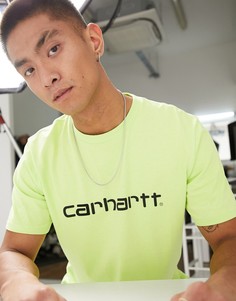 Лаймово-черная футболка с надписью Carhartt WIP-Зеленый