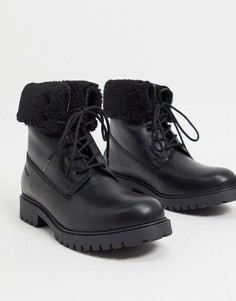 Черные кожаные ботинки с подкладкой из искусственного меха ALDO-Черный цвет
