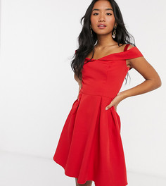 Красное платье мини с открытыми плечами Chi Chi London Petite-Красный