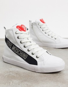 Белые высокие кроссовки с логотипом Love Moschino-Белый
