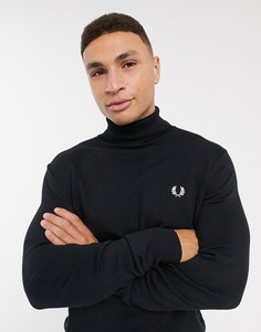 Черный джемпер с высоким воротником с отворотом Fred Perry-Черный цвет