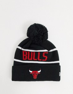 Вязаная шапка с помпоном New Era NBA Chicago Bulls-Черный