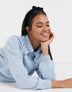 Синий джемпер с большим воротником Monki-Голубой