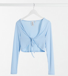 Синий лонгслив с завязкой COLLUSION