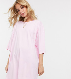 Нежно-розовое платье-футболка в стиле oversized от ASOS DESIGN Petite-Розовый цвет