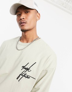 Футболка в стиле oversized с вышитым логотипом ASOS Dark Future-Зеленый