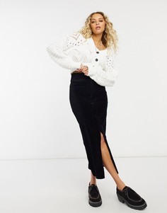 Черная юбка-карандаш в рубчик Free People-Черный