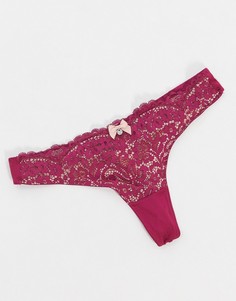 Розовые кружевные стринги из экологически чистых материалов Hunkemoller-Розовый