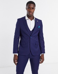 Синий фактурный приталенный пиджак Harry Brown-Голубой