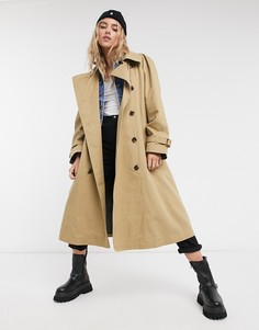 Светло-бежевый тренч в стиле oversized Pepe Jeans Freeda-Кремовый