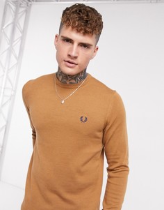 Светло-коричневый джемпер с круглым вырезом Fred Perry
