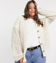 Кардиган кремового цвета In The Style Plus x Lorna Luxe-Белый