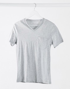 Серая меланжевая футболка с V-образным вырезом Celio-Серый