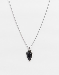 Ожерелье с черным обсидианом Aura by Calum Best-Серебряный