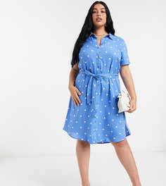 Платье-рубашка в горошек Junarose-Голубой