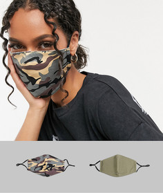 2 маски для лица (с камуфляжным принтом/хаки) DesignB London-Мульти