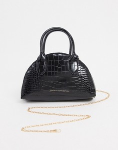 Черная сумка через плечо с цепочкой и отделкой под кожу крокодила French Connection-Черный
