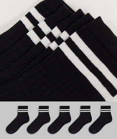 Набор из 5 пар носков с полосами в черно-белой гамме French Connection-Черный