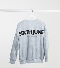 Oversized-свитшот от комплекта с принтом тай-дай и логотипом Sixth June-Серый