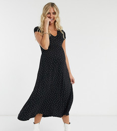 Черное платье миди в горошек New Look Maternity-Мульти