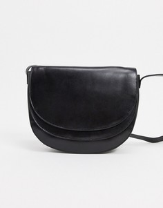 Черная кожаная сумка через плечо с двойным клапаном Urbancode-Черный