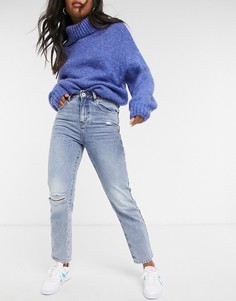 Синие джинсы в винтажном стиле с рваными коленями Cotton:On-Голубой